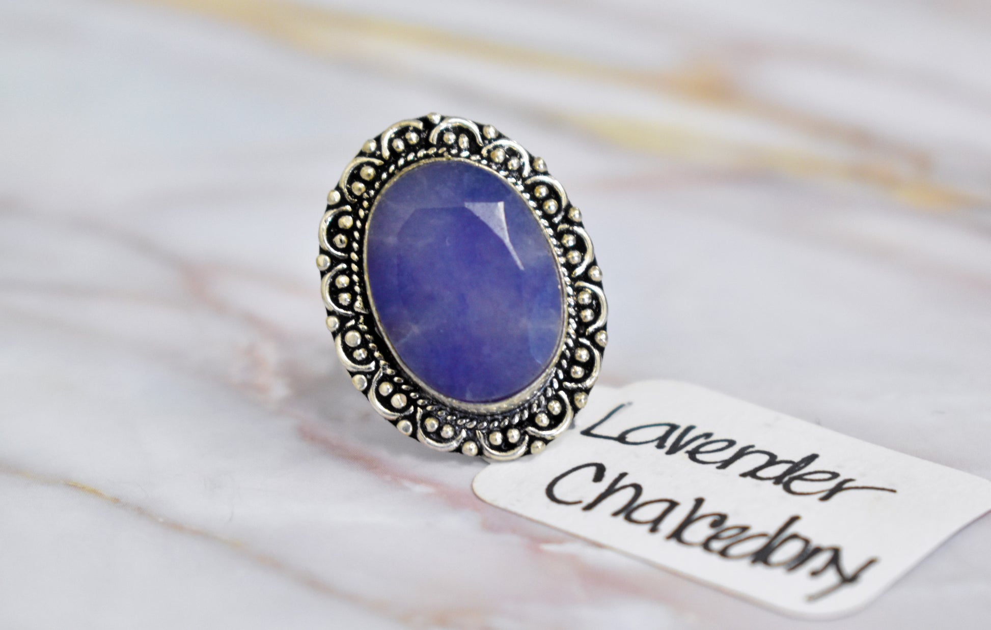 stones-of-transformation - Lavender Chalcedony Ring (Size 8.5) - Stones of Transformation - 