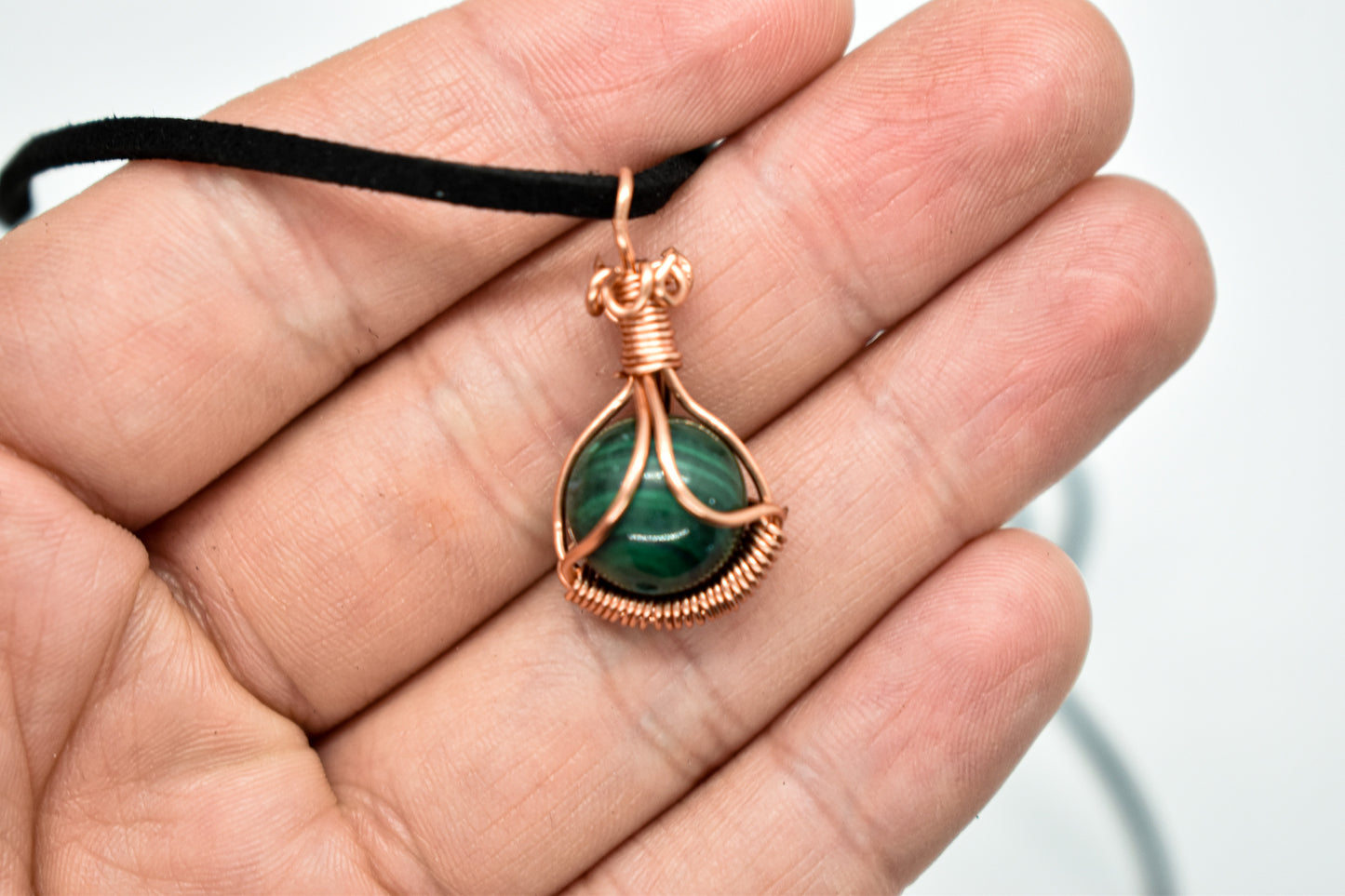 Copper Wrapped Malachite Beaded Necklace