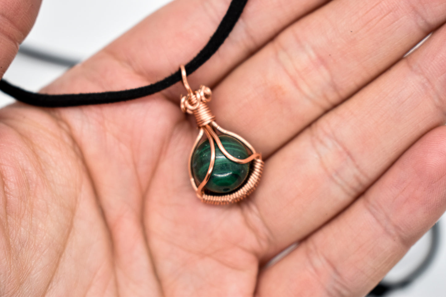Copper Wrapped Malachite Beaded Necklace