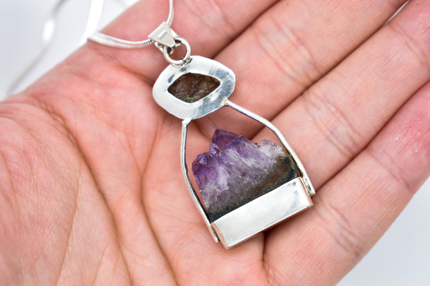 Moldavite and Amethyst Necklace