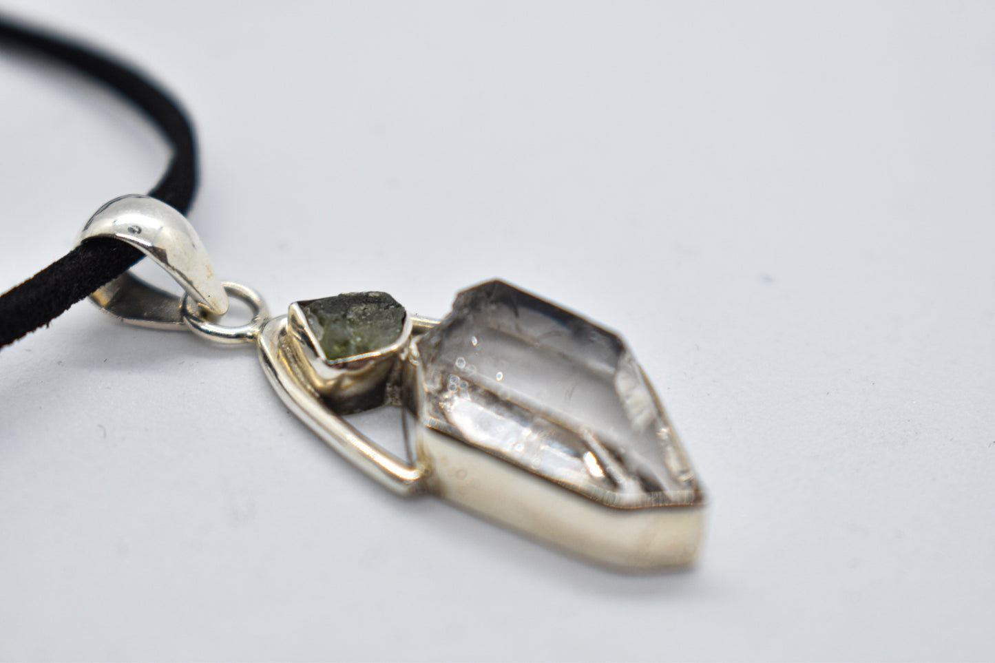 Herkimer Diamond and Moldavite Necklace