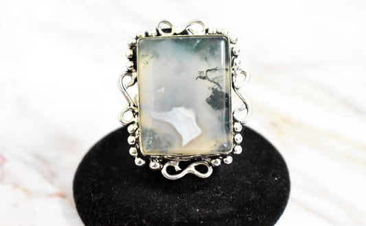 stones-of-transformation - Moss Agate Ring (Size 8.5) - Stones of Transformation - 