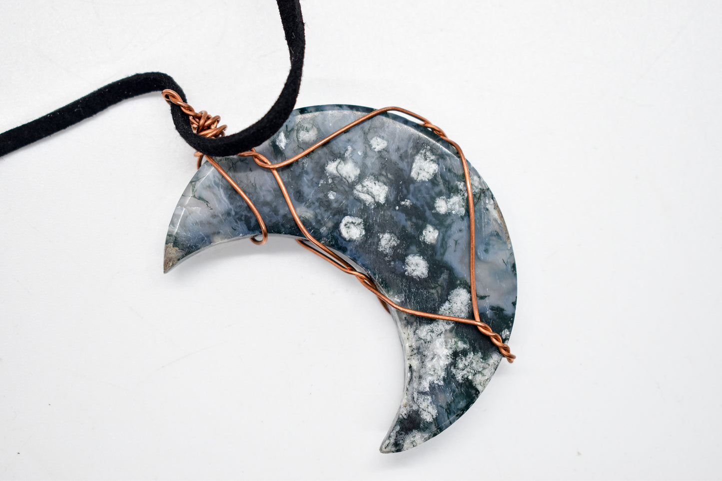 Moss Agate Moon Necklace