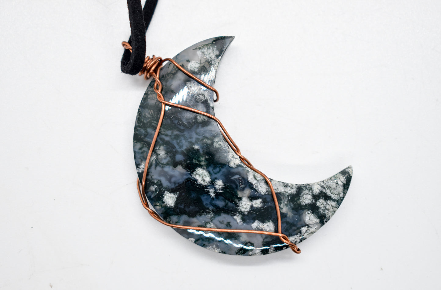 Moss Agate Moon Necklace