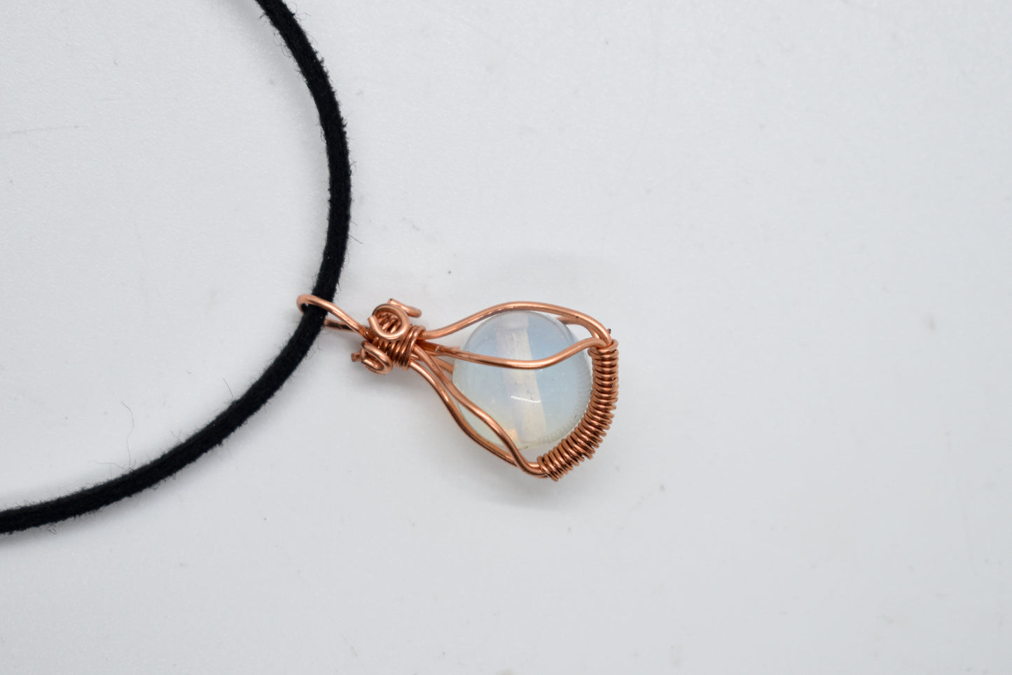 Copper Wrapped Opalite Bead Necklace