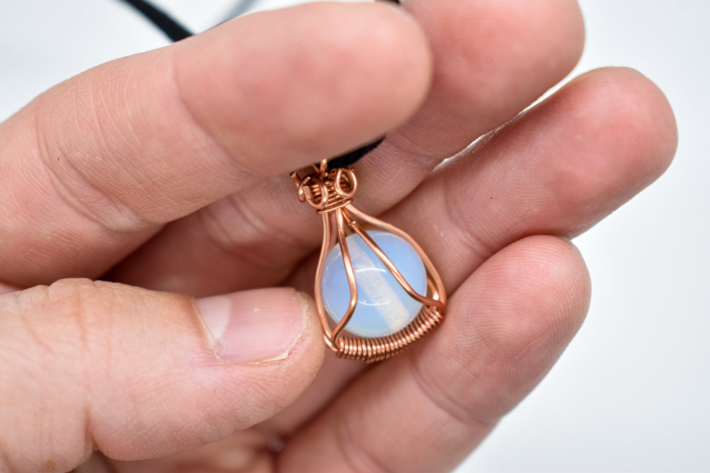 Copper Wrapped Opalite Bead Necklace