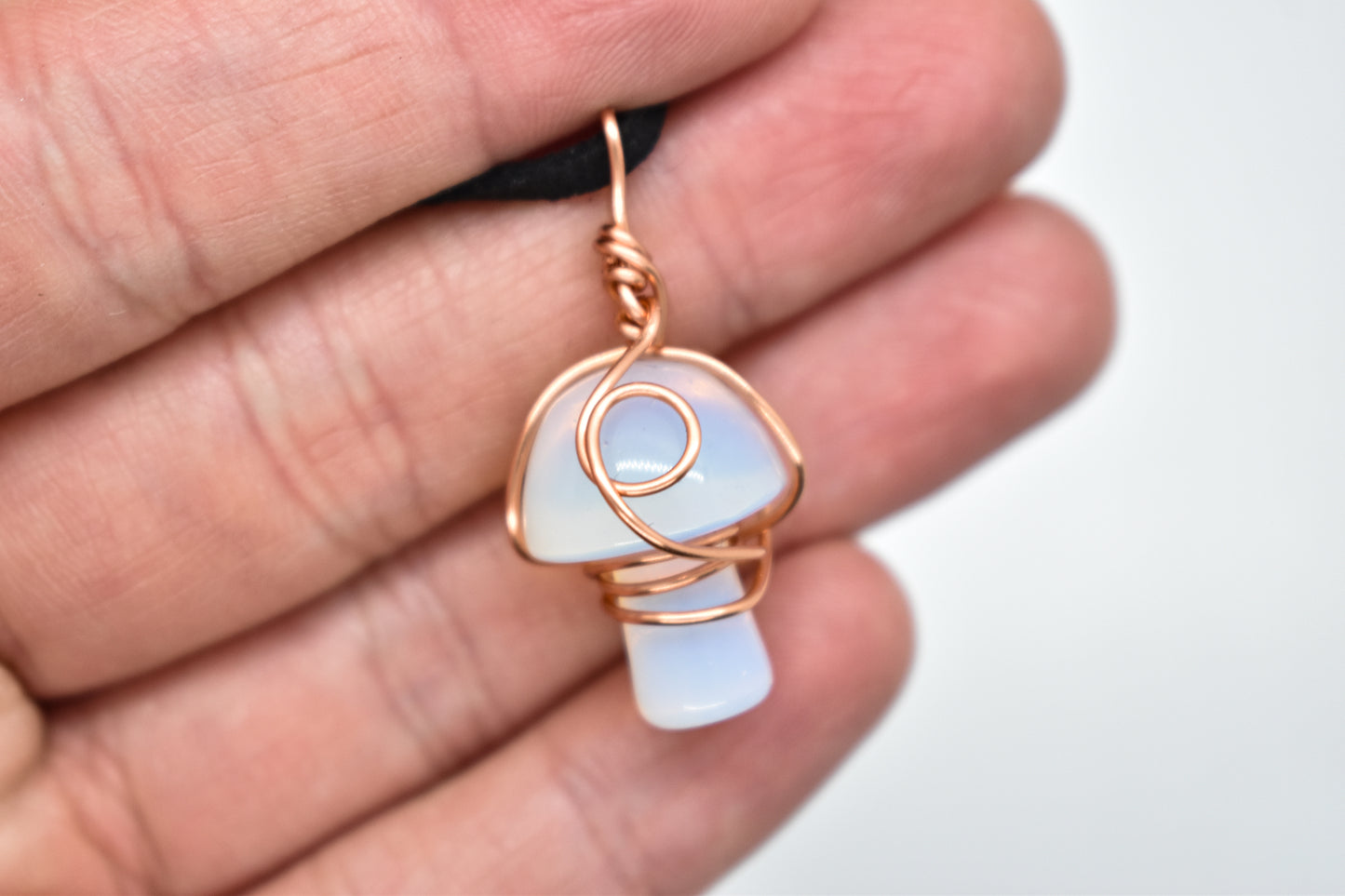 Copper Wrapped Opalite Mushroom Necklace