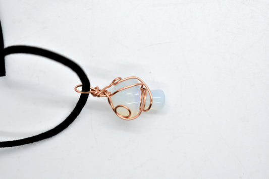 Copper Wrapped Opalite Mushroom Necklace