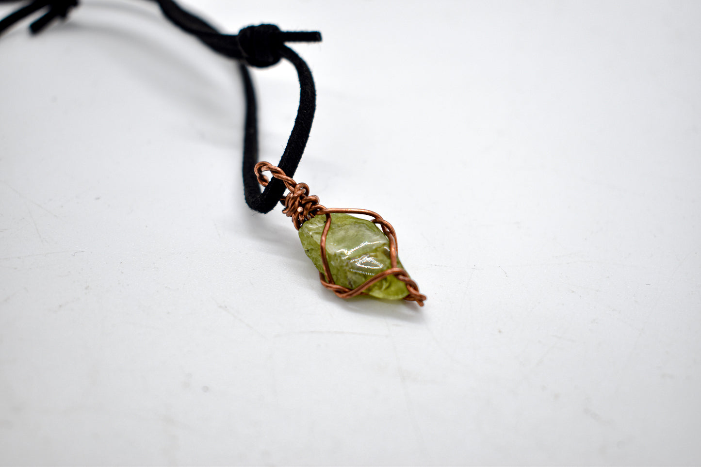 Copper Wrapped Peridot Necklace