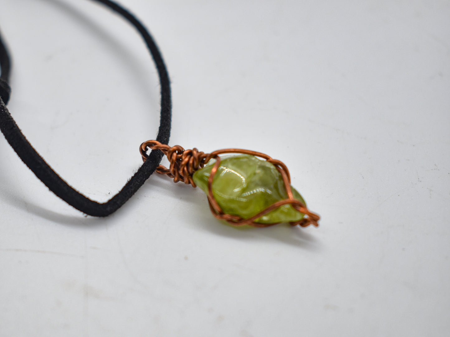 Copper Wrapped Peridot Necklace