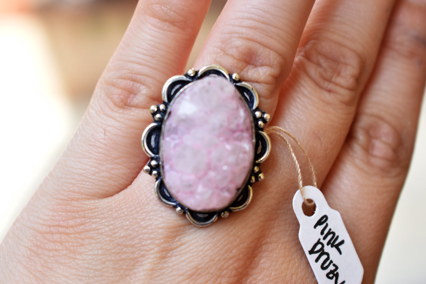 stones-of-transformation - Pink Druzy Ring (Size 7.5) - Stones of Transformation - 