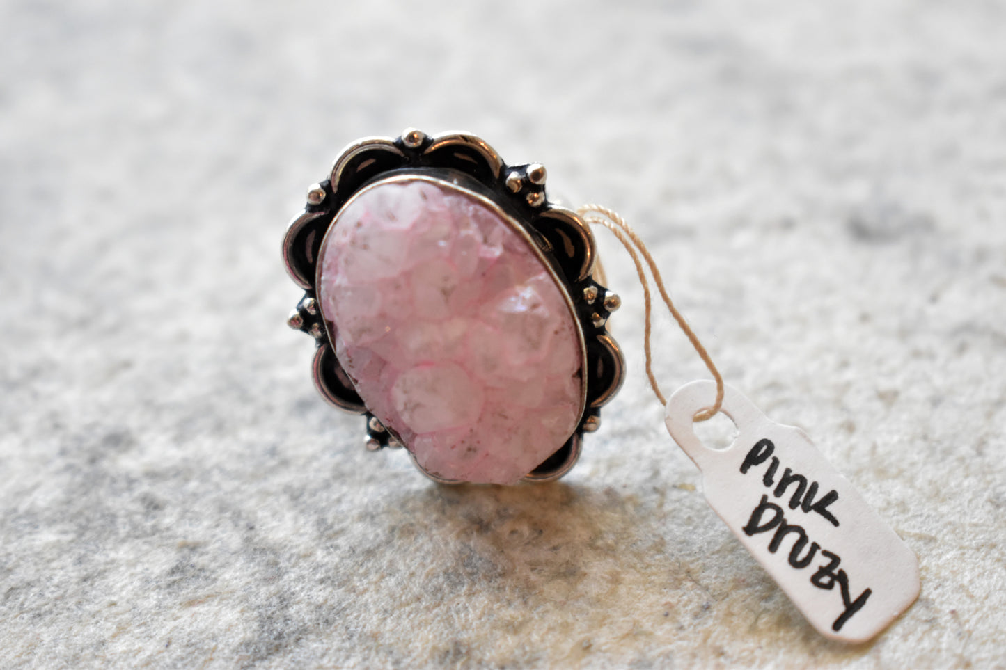 stones-of-transformation - Pink Druzy Ring (Size 7.5) - Stones of Transformation - 