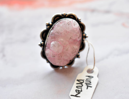 stones-of-transformation - Pink Druzy Ring (Size 7.5) - Stones of Transformation - 