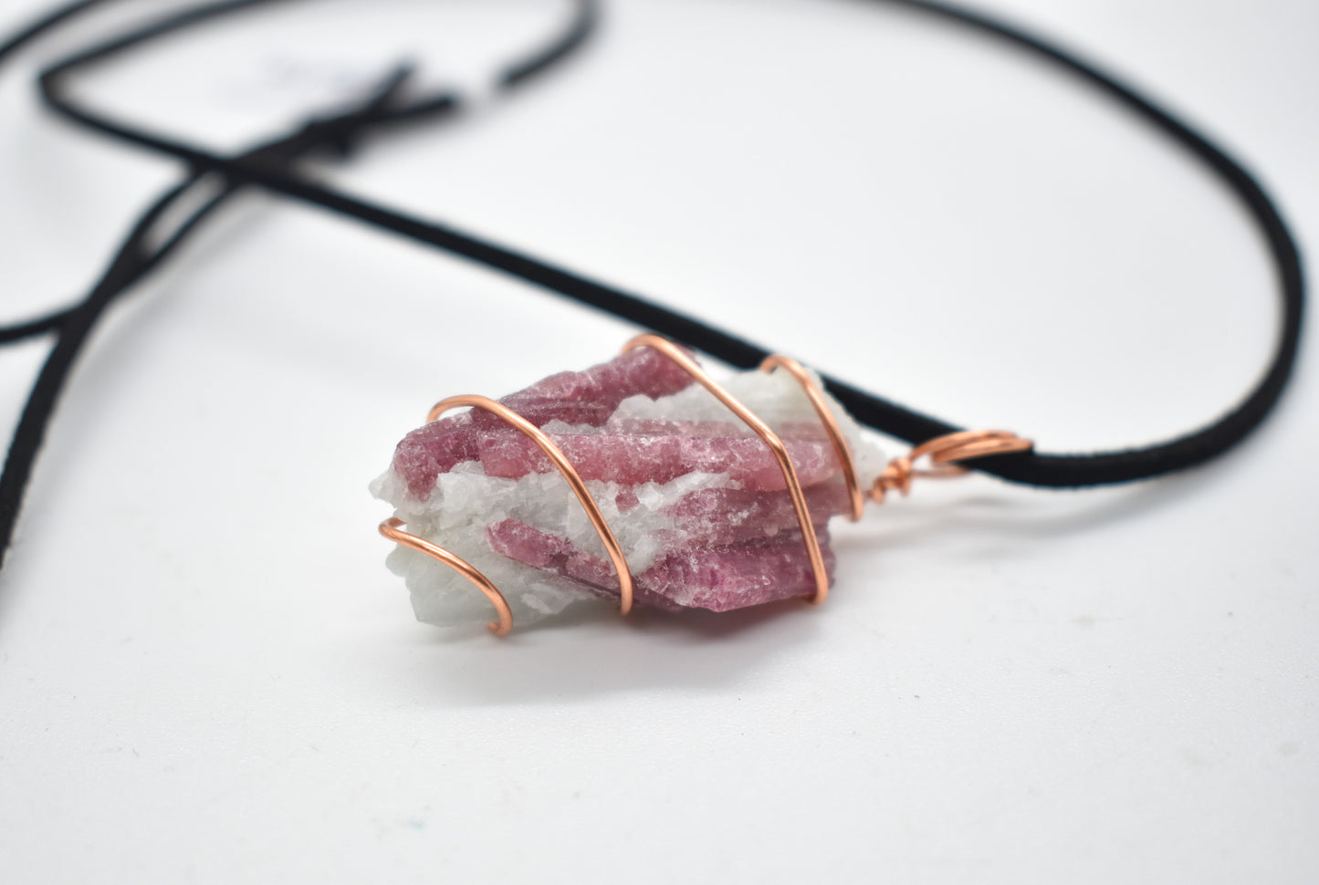 Copper Wrapped Pink Tourmaline Cluster Necklace
