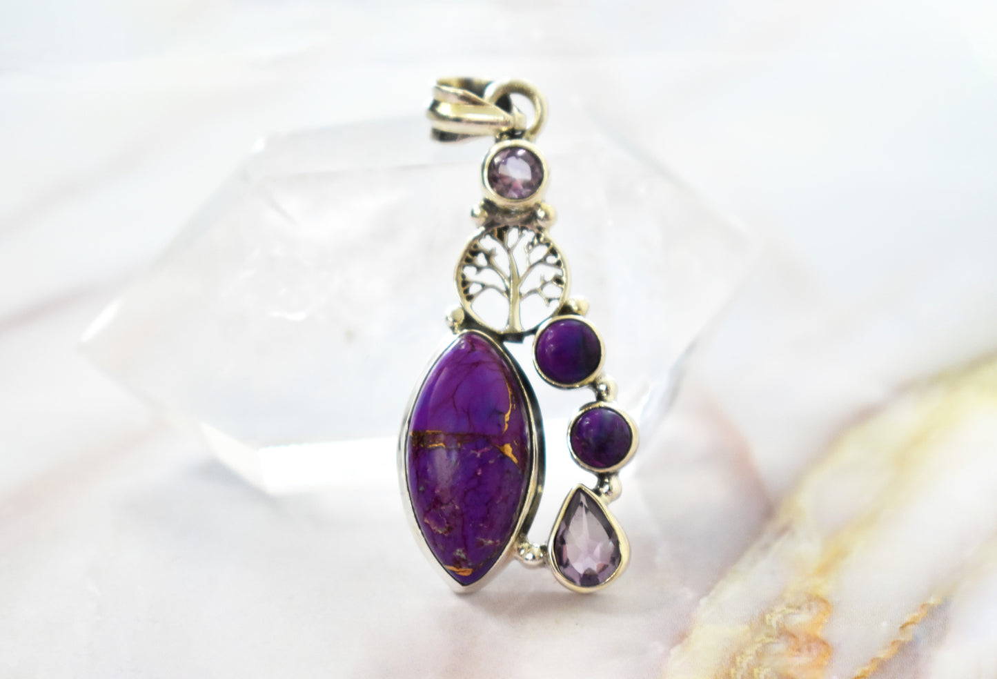 Purple Copper Turquoise with Amethyst Pendant