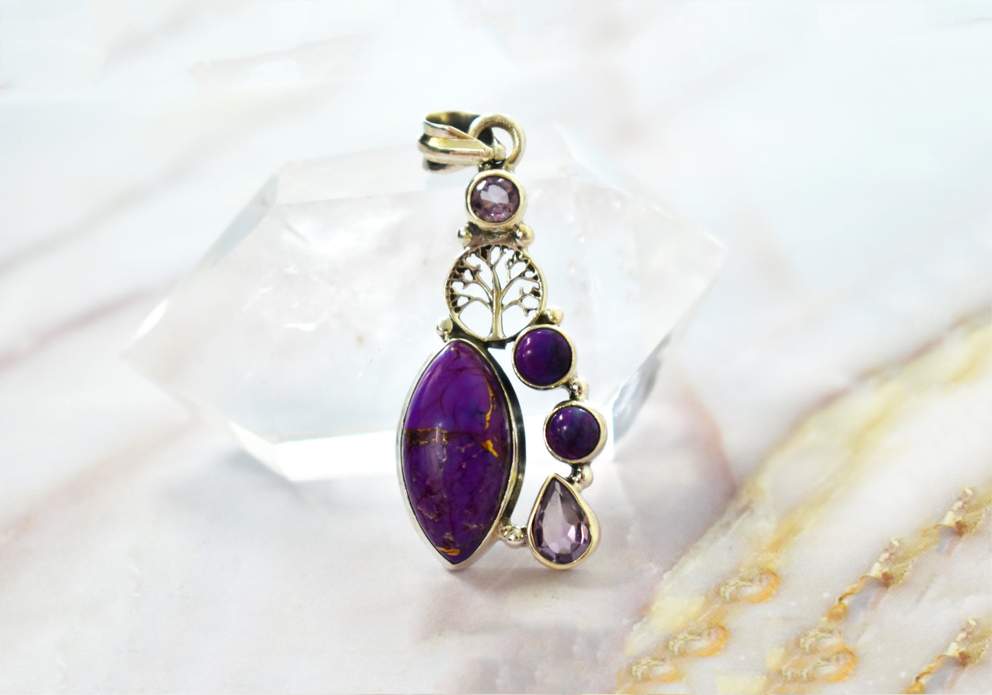 Purple Copper Turquoise with Amethyst Pendant