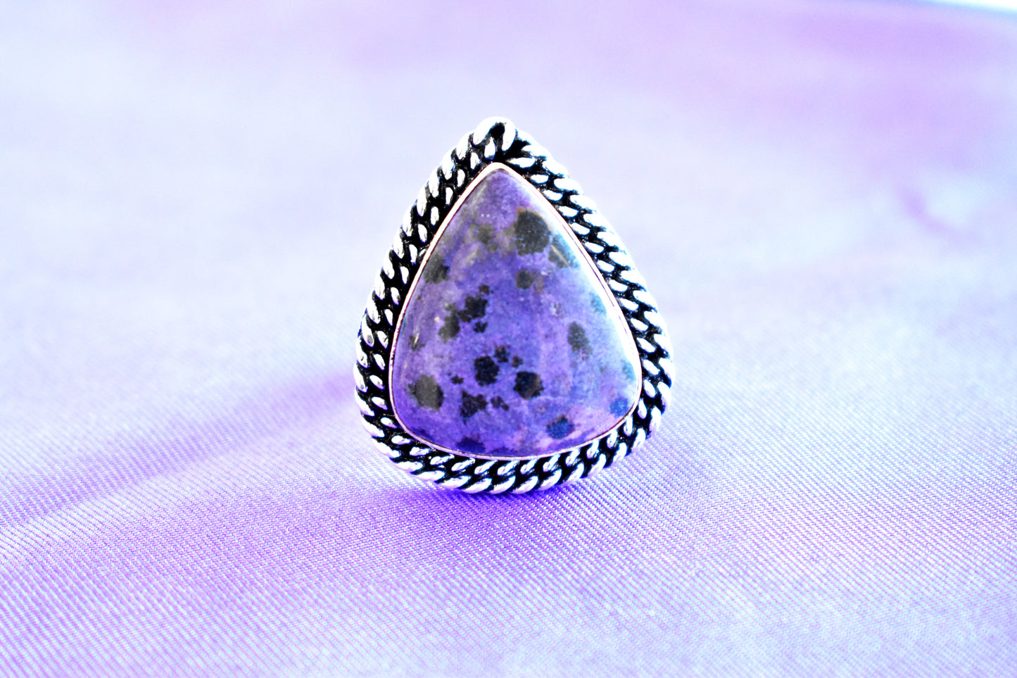 Purple Dalmatian Jasper Ring (Size 7)