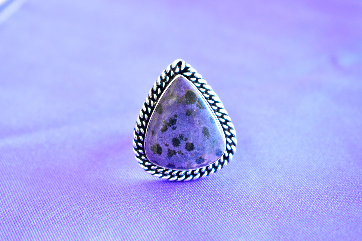 Purple Dalmatian Jasper Ring (Size 7)
