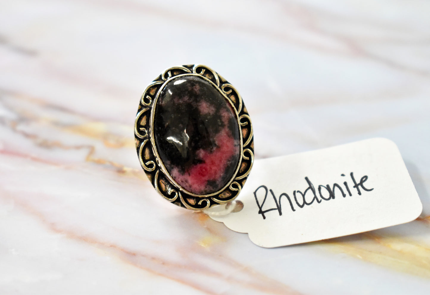 stones-of-transformation - Rhodonite Ring (Size 6.5) - Stones of Transformation - 