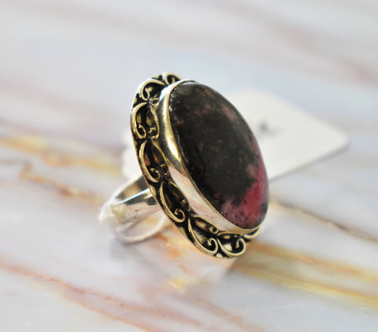 stones-of-transformation - Rhodonite Ring (Size 6.5) - Stones of Transformation - 