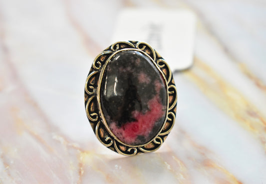 stones-of-transformation - Rhodonite Ring (Size 6.5) - Stones of Transformation - 