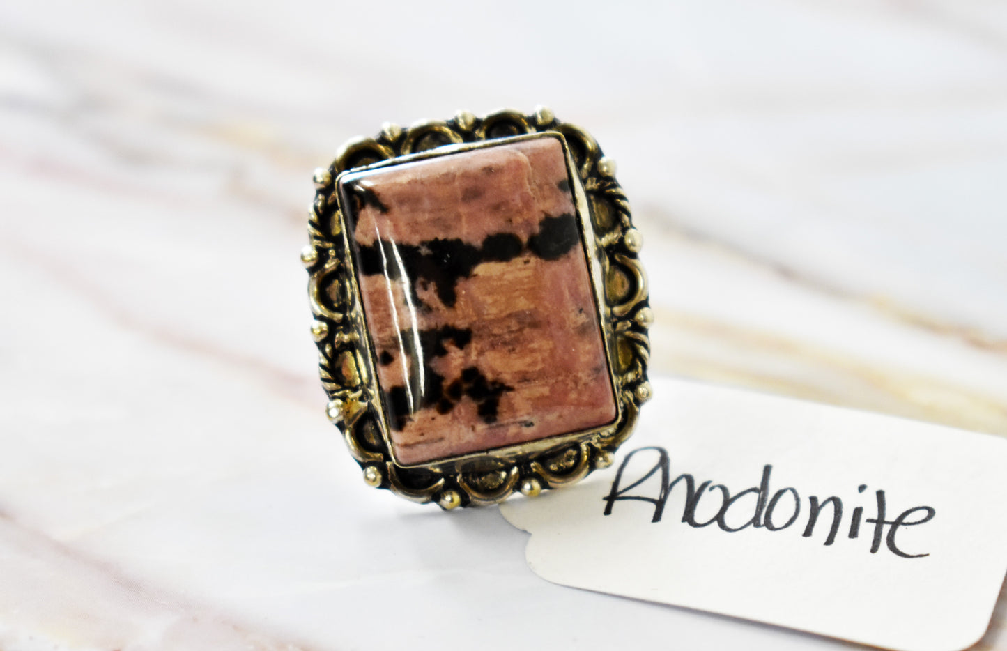 stones-of-transformation - Rhodonite Ring (Size 8) - Stones of Transformation - 