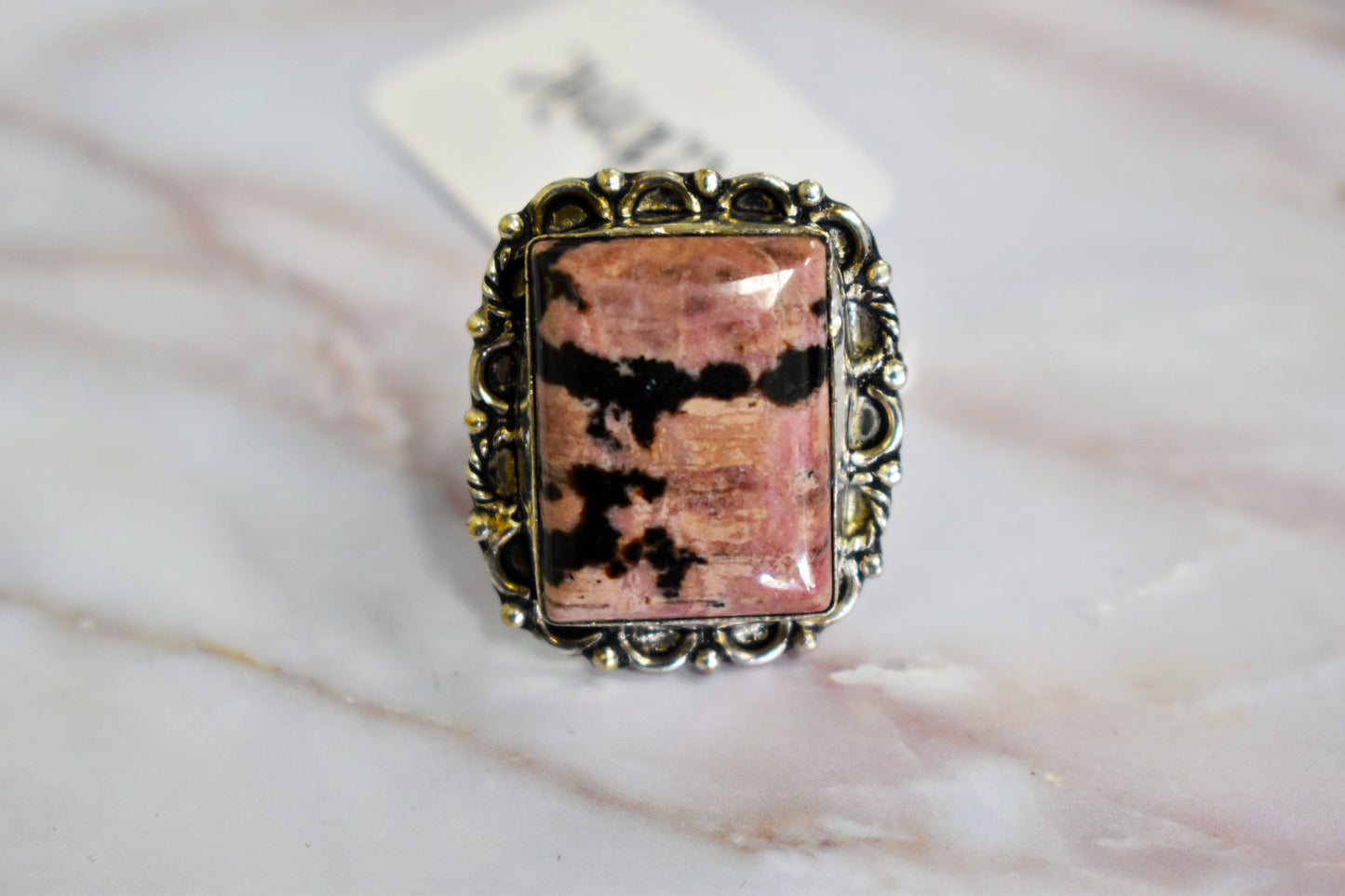 stones-of-transformation - Rhodonite Ring (Size 8) - Stones of Transformation - 