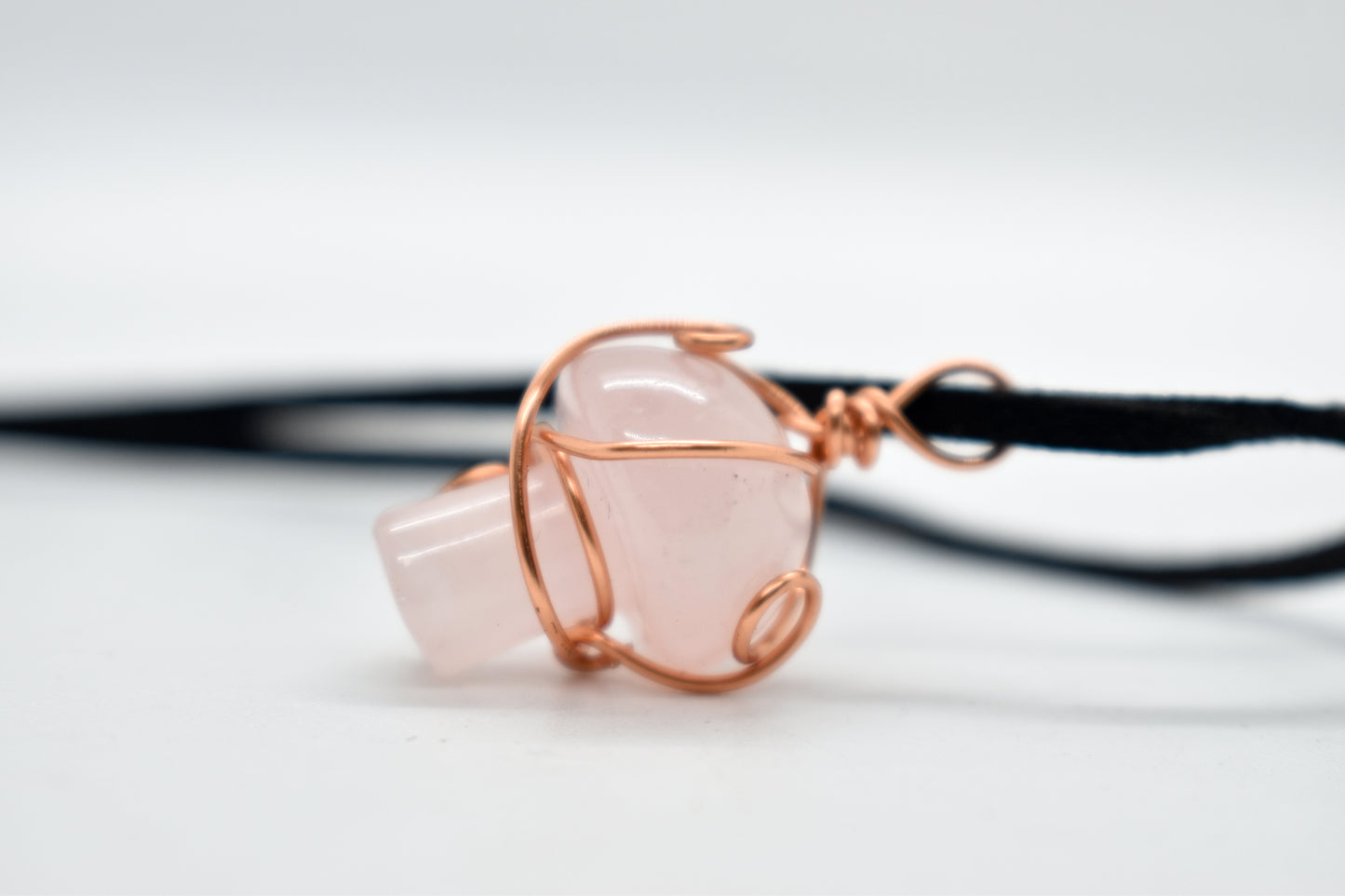 Copper Wrapped Rose Quartz Mushroom Necklace