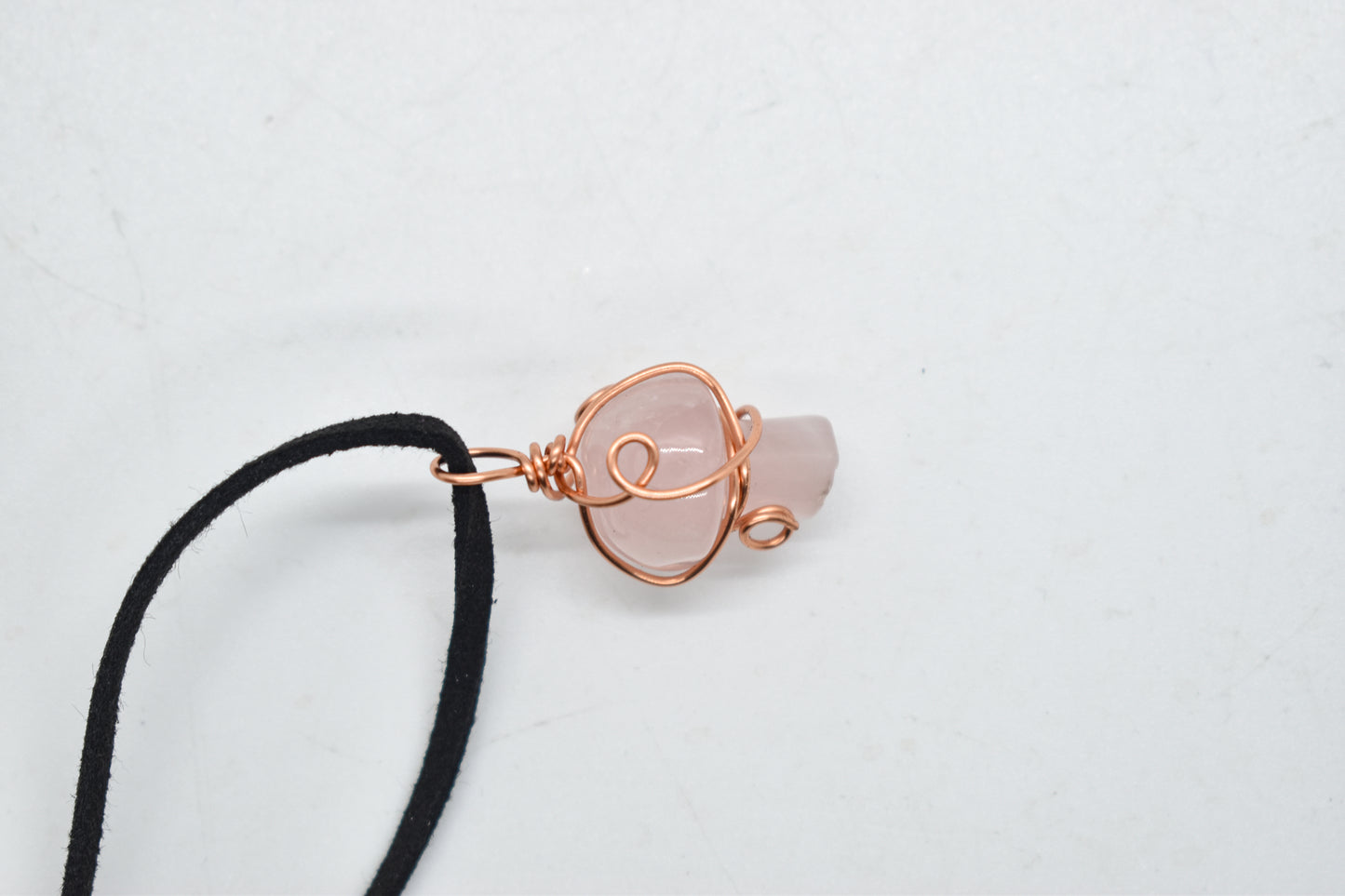 Copper Wrapped Rose Quartz Mushroom Necklace