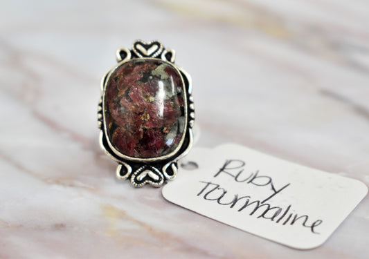 stones-of-transformation - Ruby Tourmaline (Rubellite) Ring (Size 7.5) - Stones of Transformation - 