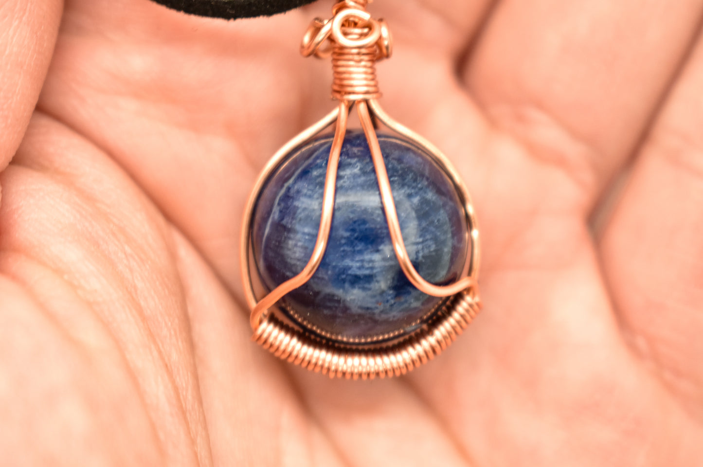 Copper Wrapped Sodalite Bead Necklace