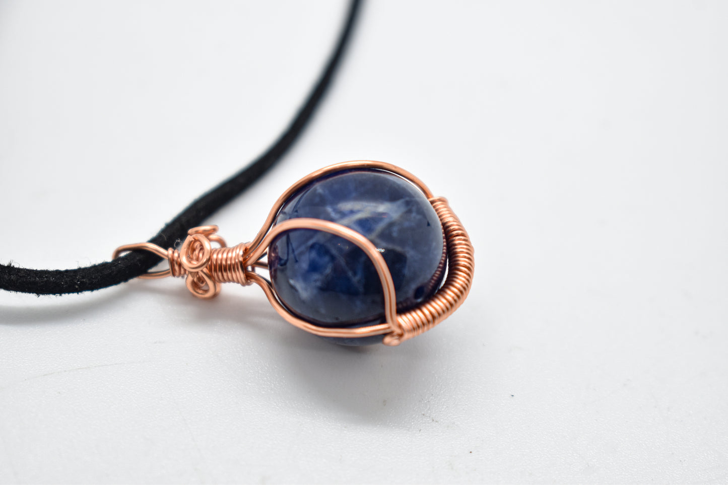 Copper Wrapped Sodalite Bead Necklace
