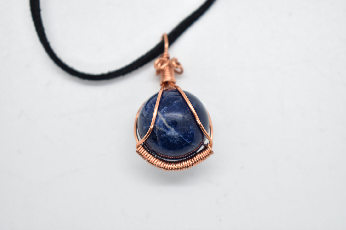Copper Wrapped Sodalite Bead Necklace