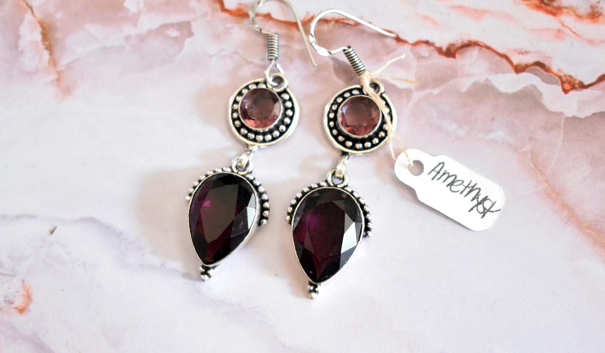 stones-of-transformation - Amethyst Two Stone Earrings - Stones of Transformation - 