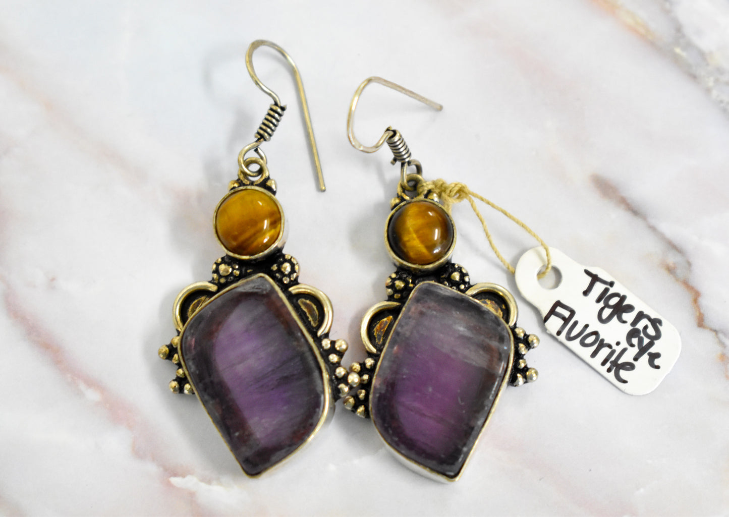 stones-of-transformation - Tigers Eye Fluorite Earrings - Stones of Transformation - 