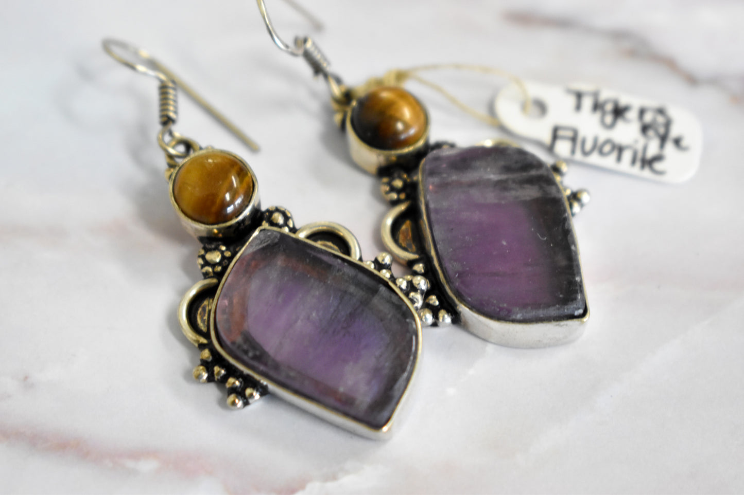 stones-of-transformation - Tigers Eye Fluorite Earrings - Stones of Transformation - 