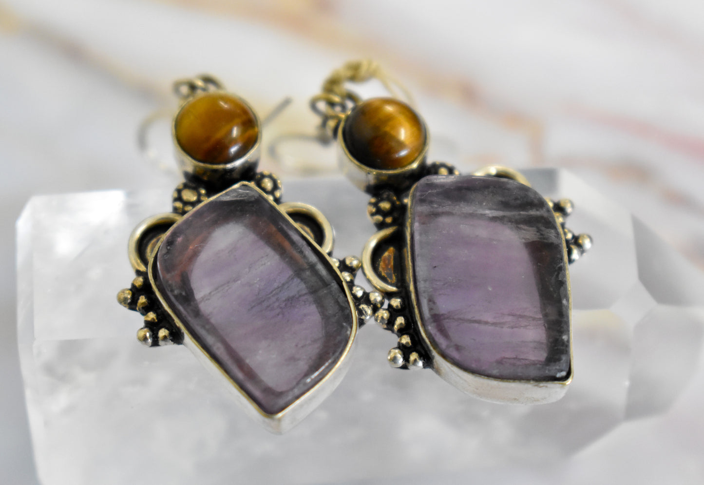 stones-of-transformation - Tigers Eye Fluorite Earrings - Stones of Transformation - 