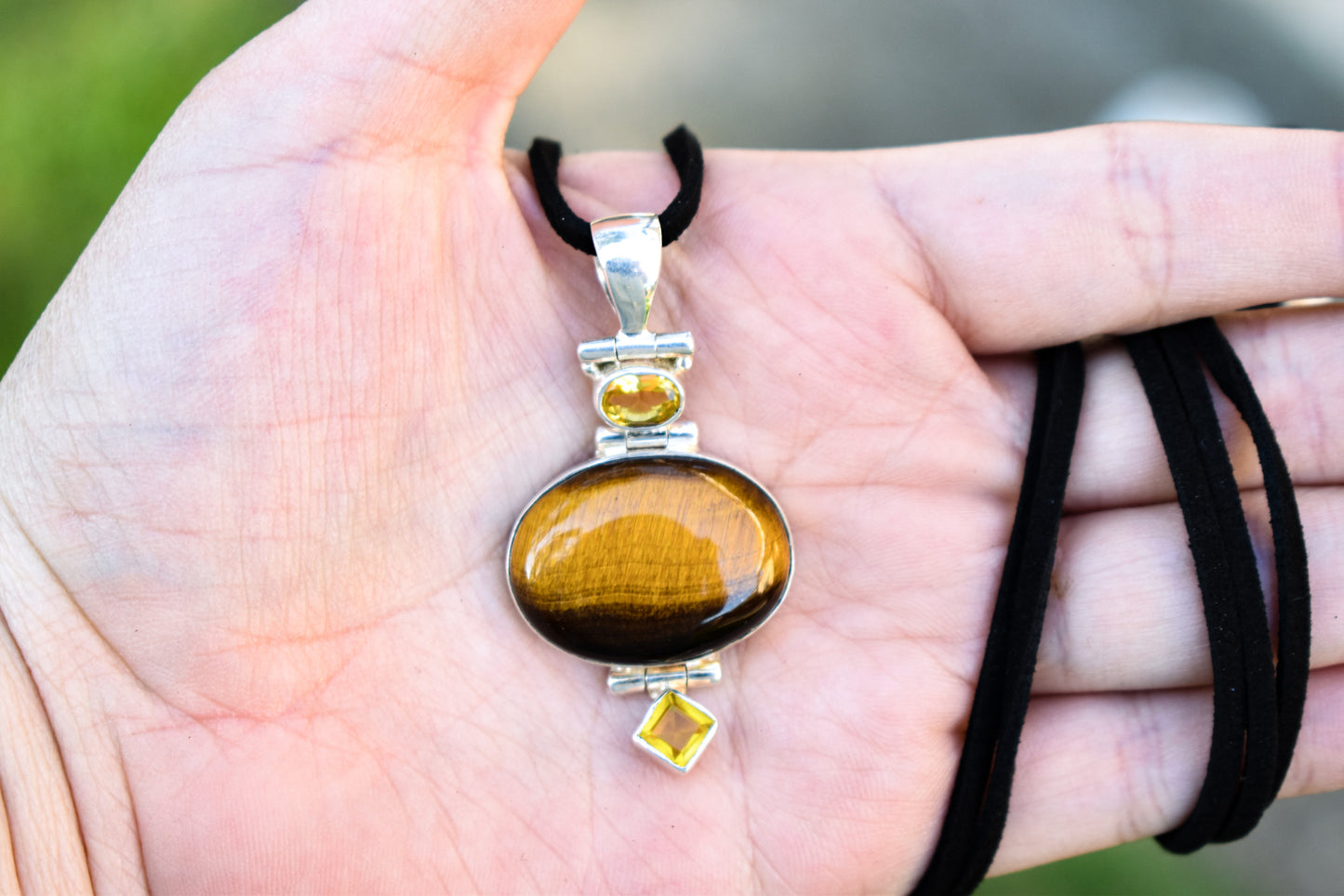 Tigers Eye and Citrine Necklace