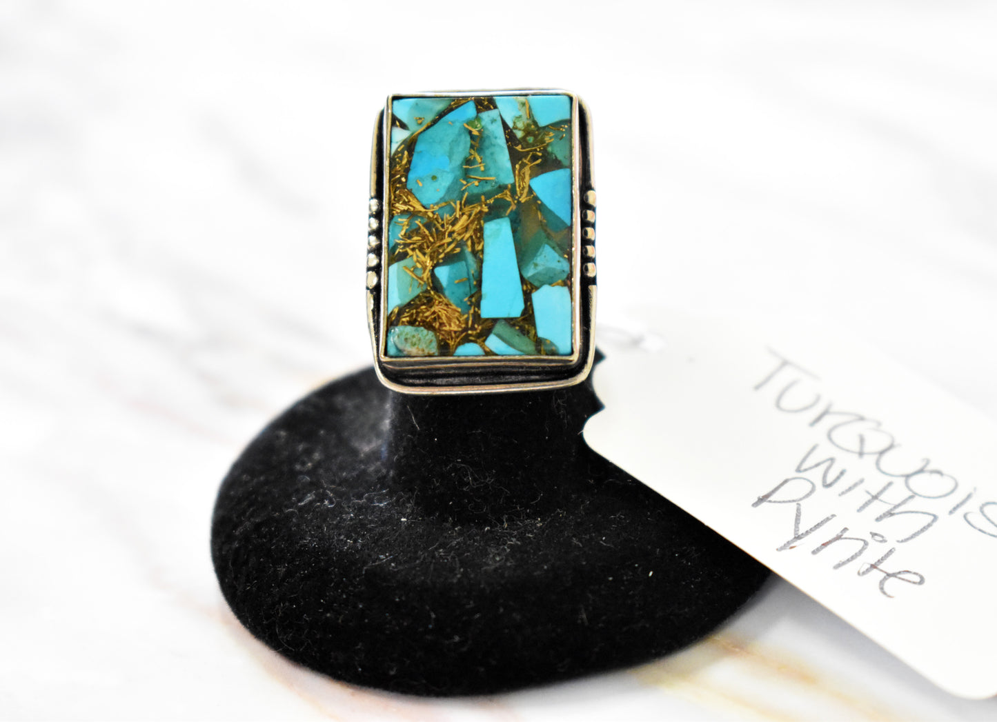 stones-of-transformation - Turquoise with Pyrite Ring (Size 6) - Stones of Transformation - 