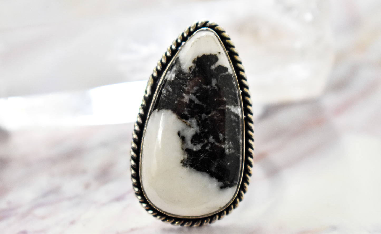 White Buffalo Turquoise Ring (Size 9)