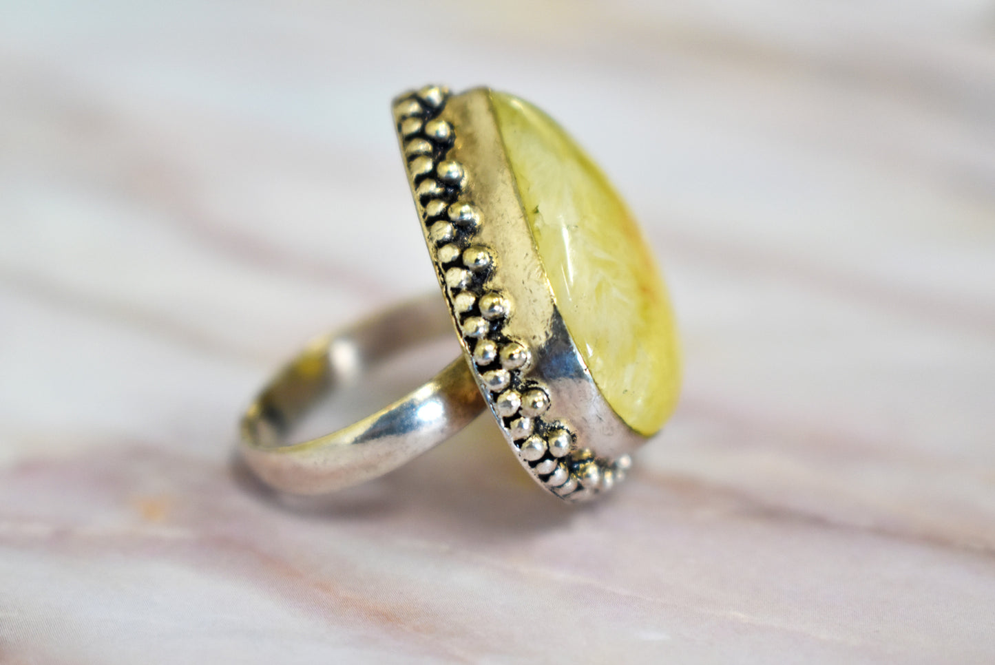 Yellow Solar Quartz Ring (Size 9)